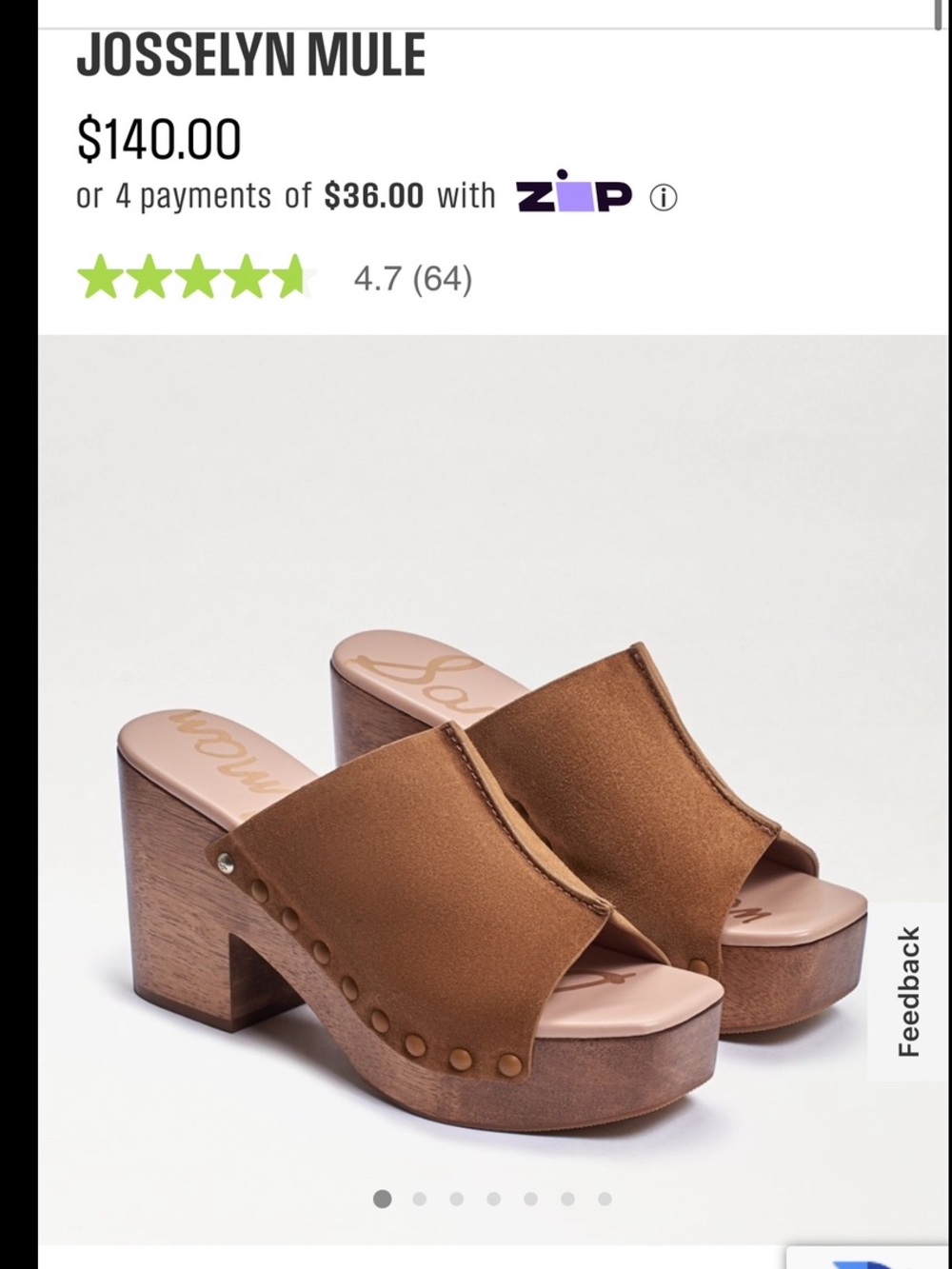 New Sam Edelman Josselyn Mule 7 Sandal Platform Leather